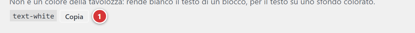 Il pulsante di copia della classe text-white